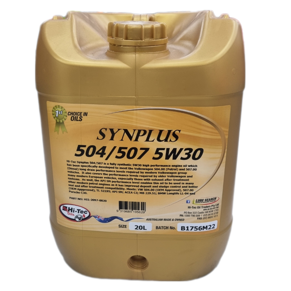 Hi-Tec Synplus 5W30 504 / 507 [Euro] Engine Oil - 20 Litre