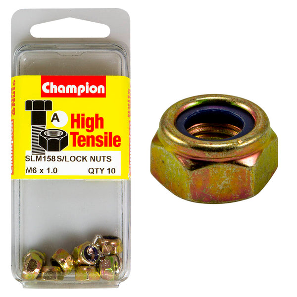 Champion M6 X 1.0 Self Locking Nylon Nuts Pack - SLM158