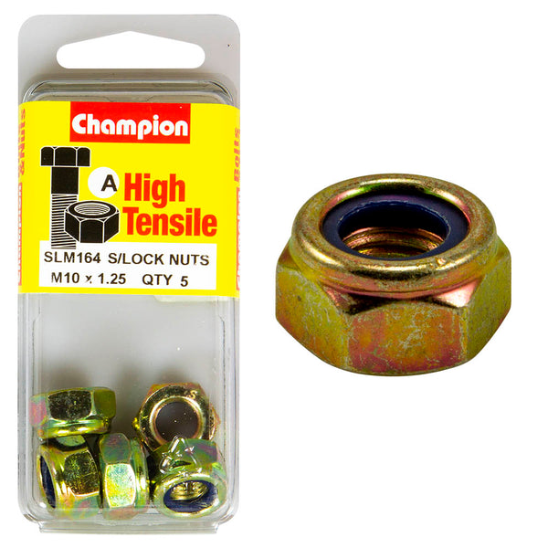 Champion M10 X 1.25 Self Locking Nylon Nuts Pack - SLM164